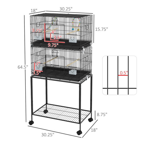 Tucker Murphy Pet™ Double Stackable Small Parrot Cage With Stand - Fun ...